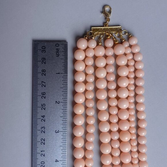 Baublebar Mutli Strand Layered Pastel Pink Peach Beaded Large Statement Necklace - Picture 12 of 12